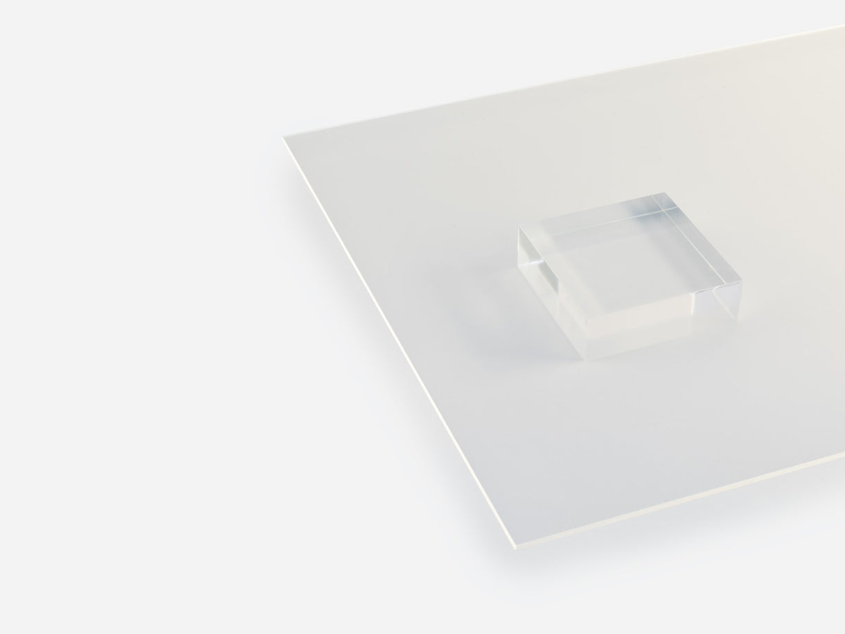 A non-glare acrylic sheet and block on white background